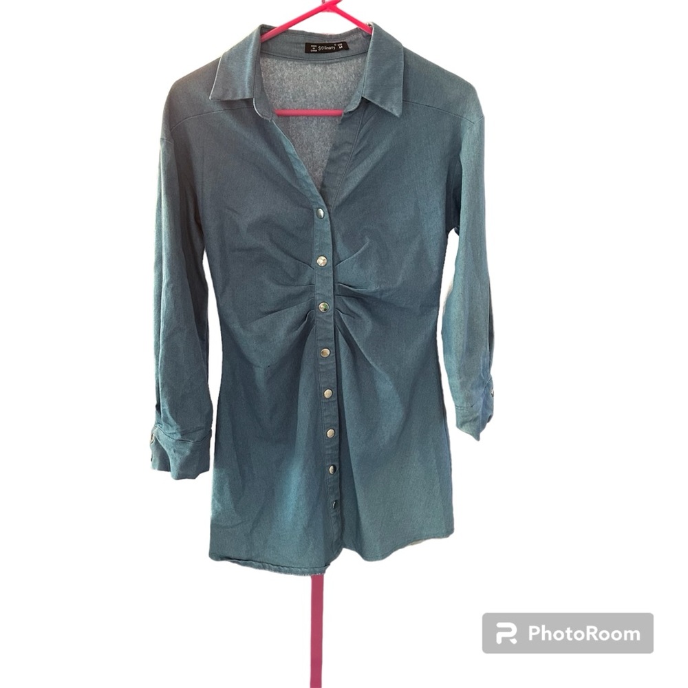 Sollinarry Womens Denim  Long Top Long Sleeve SzM